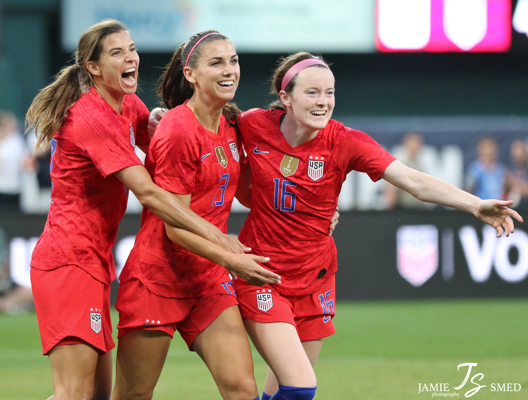Tobin Heath, Alex Morgan & Rose Lavelle 

Photo by Jamie Smed